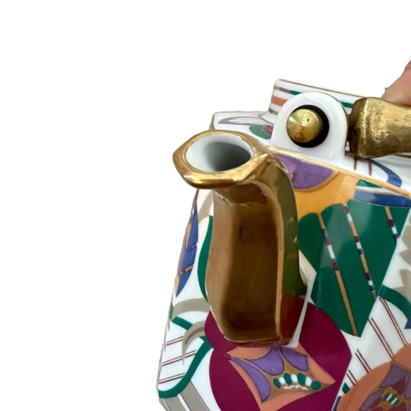 90s Sigma the Tastesetter Limelight Porcelain Tea Coffee Pot & Warmer Set w/ Lid - Picture 5 of 15